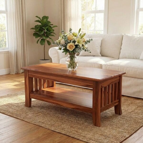 Sheesham wood coffee table for living room – solid wooden center table