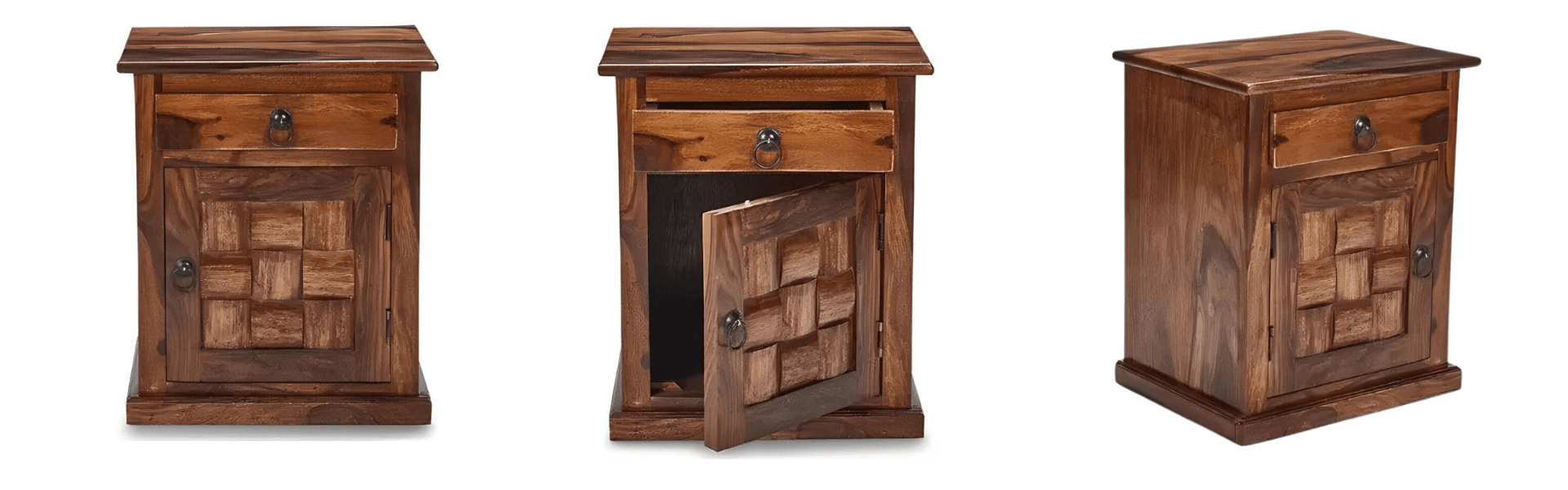 Sheesham Wood Bedside Table for Bedroom – Solid Wood Night Stand with Drawer