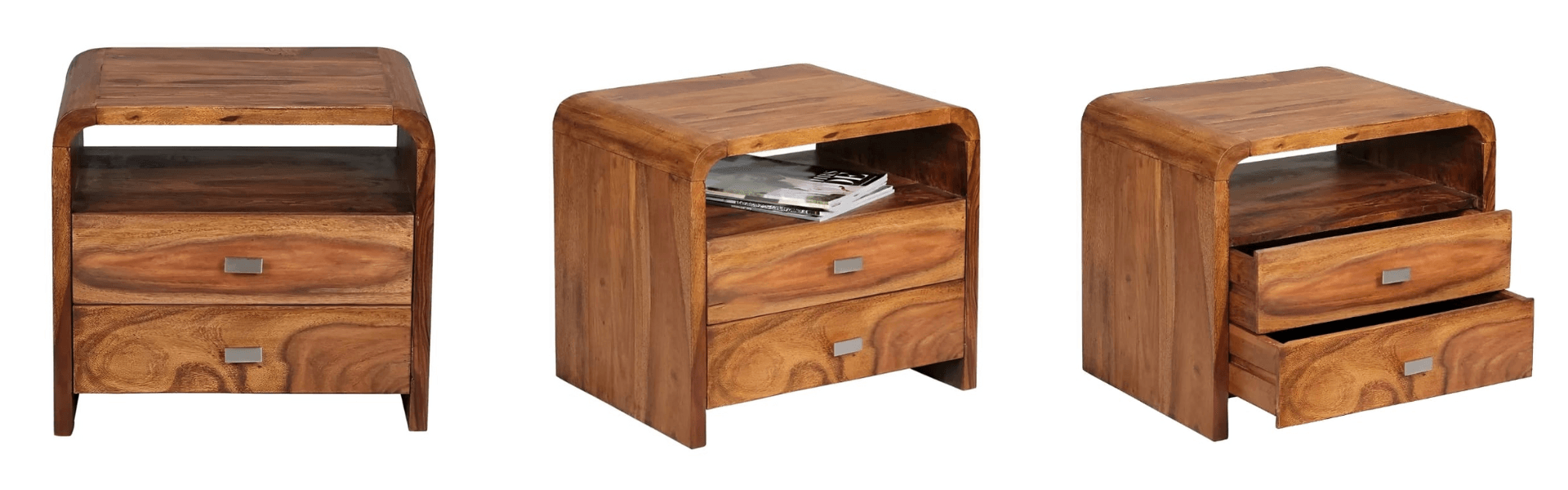 Sheesham Wood Bedside Table for Bedroom – Solid Wood Night Stand with Drawer
