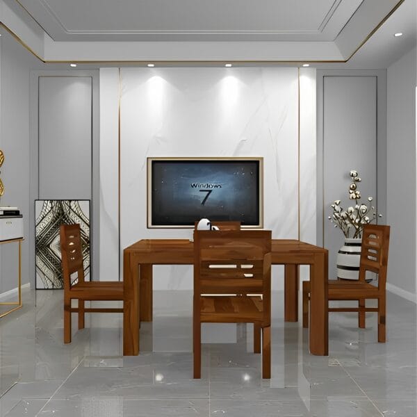 Solid Sheesham Wood Four Seater Dining Set For Dining Room, Café. Solid Wood 4 Seater Dining Set
