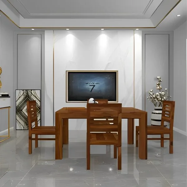 Solid Sheesham Wood Four Seater Dining Set For Dining Room, Café. Solid Wood 4 Seater Dining Set