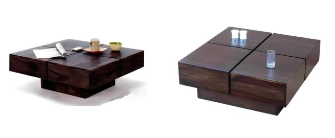 Sheesham Wood Square Coffee Table – Dark Finish
