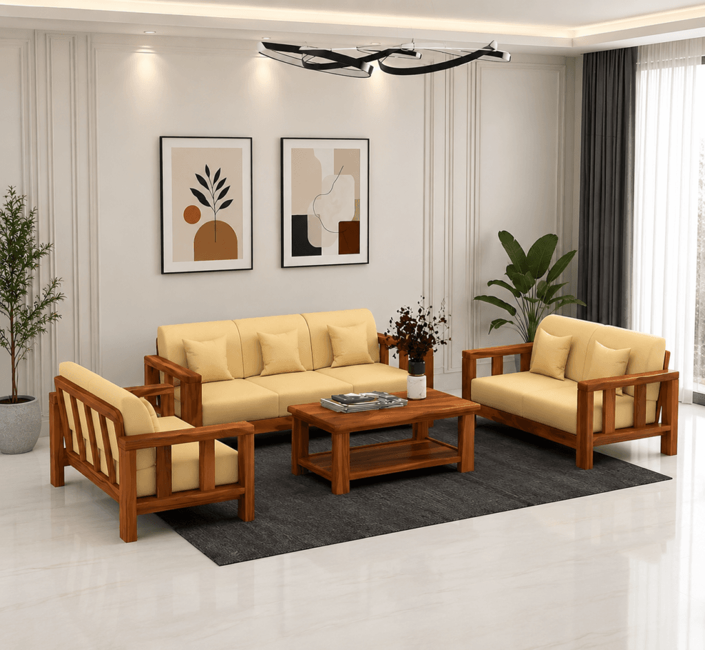 Sheesham Wood 7 Seater Sofa Set