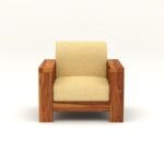 Outer Sofa Set 1 Seater Front View Sheesham Wood Cream Cushion