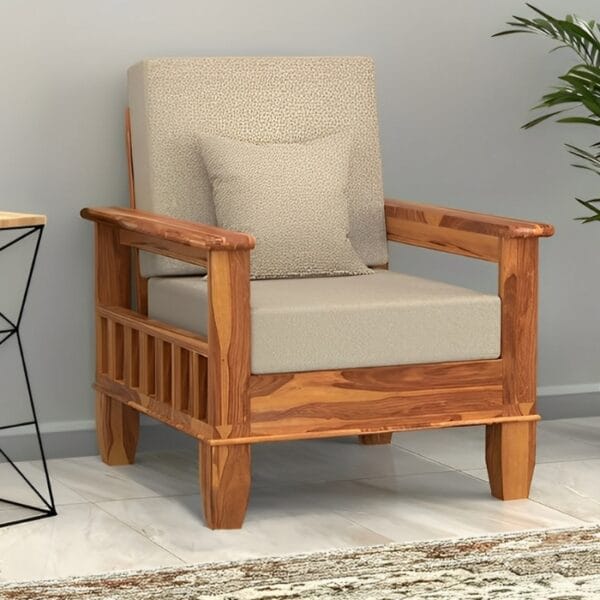 Sheesham Wooden 1 Seater Sofa set