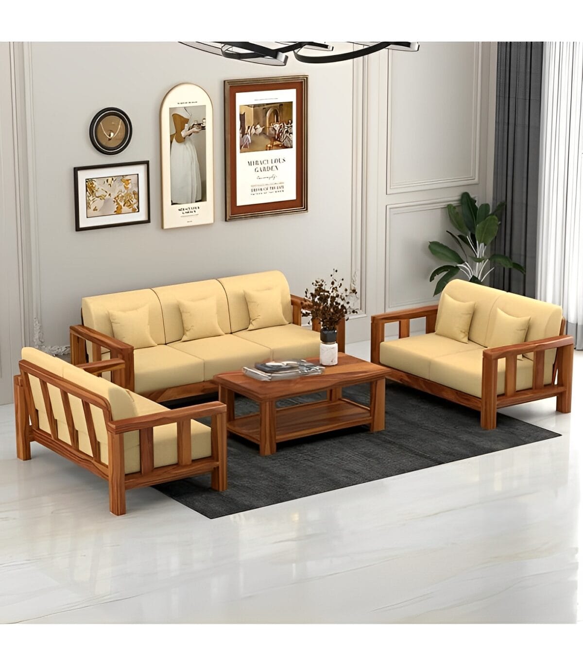Wooden Seven Seater Sofa