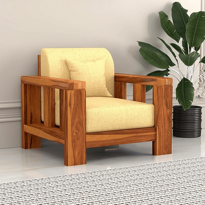 Outer One Seater Sofa Sheesham Wood Cream Cushions