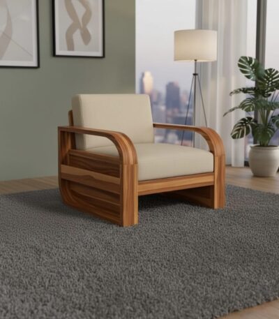 Sheesham wood 1 seater sofa with cushion