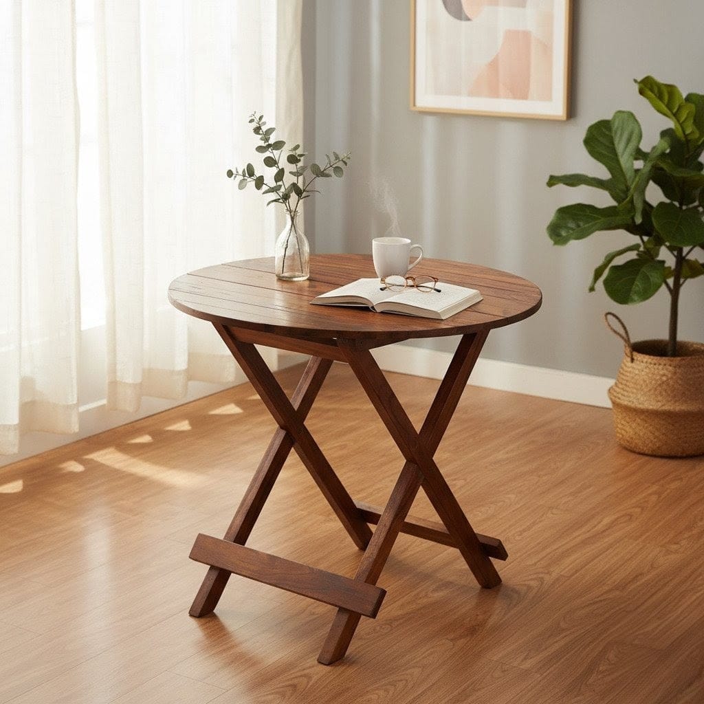 Sheesham Wood Folding Round Table