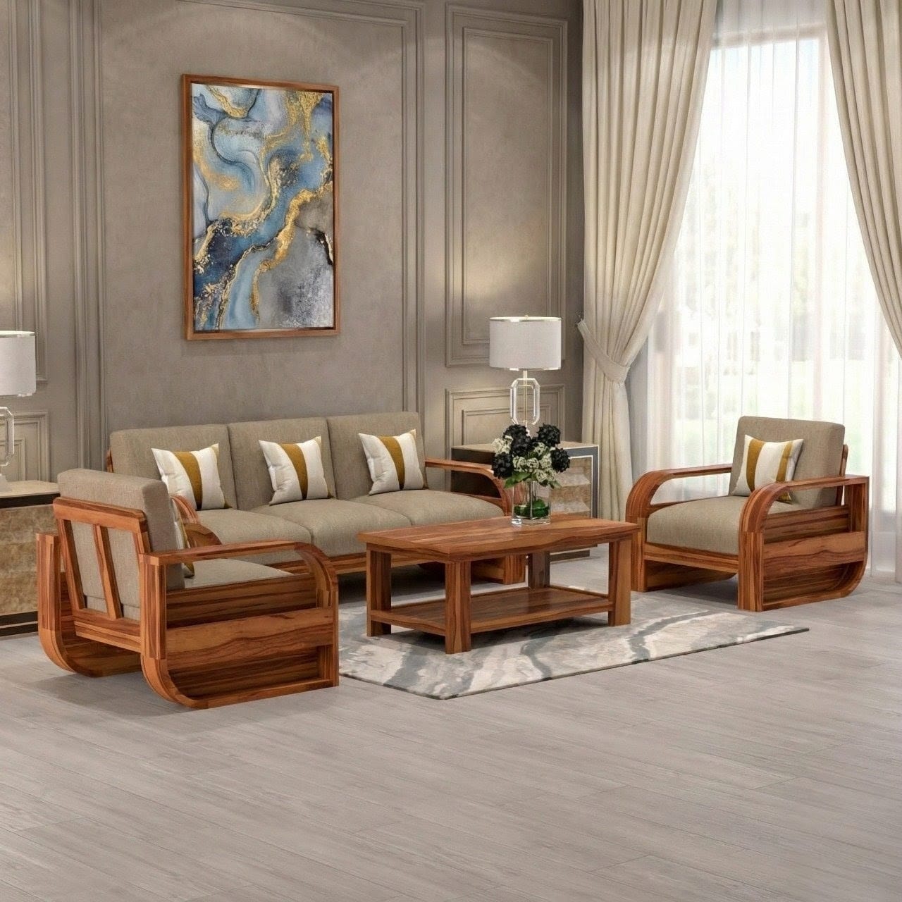 5 seater round sofa set