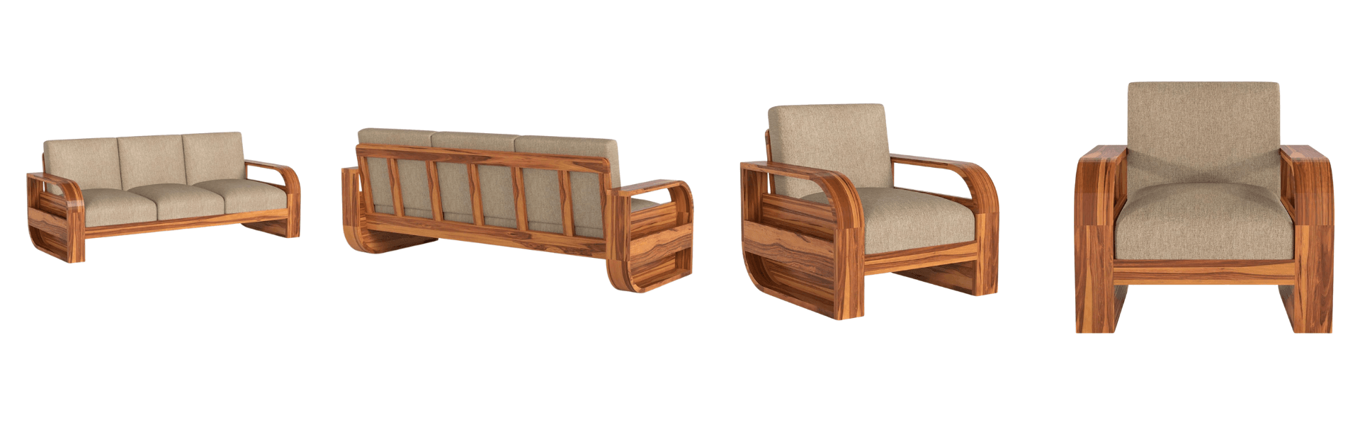 Sheesham Wood 5 Seater Round Sofa Set