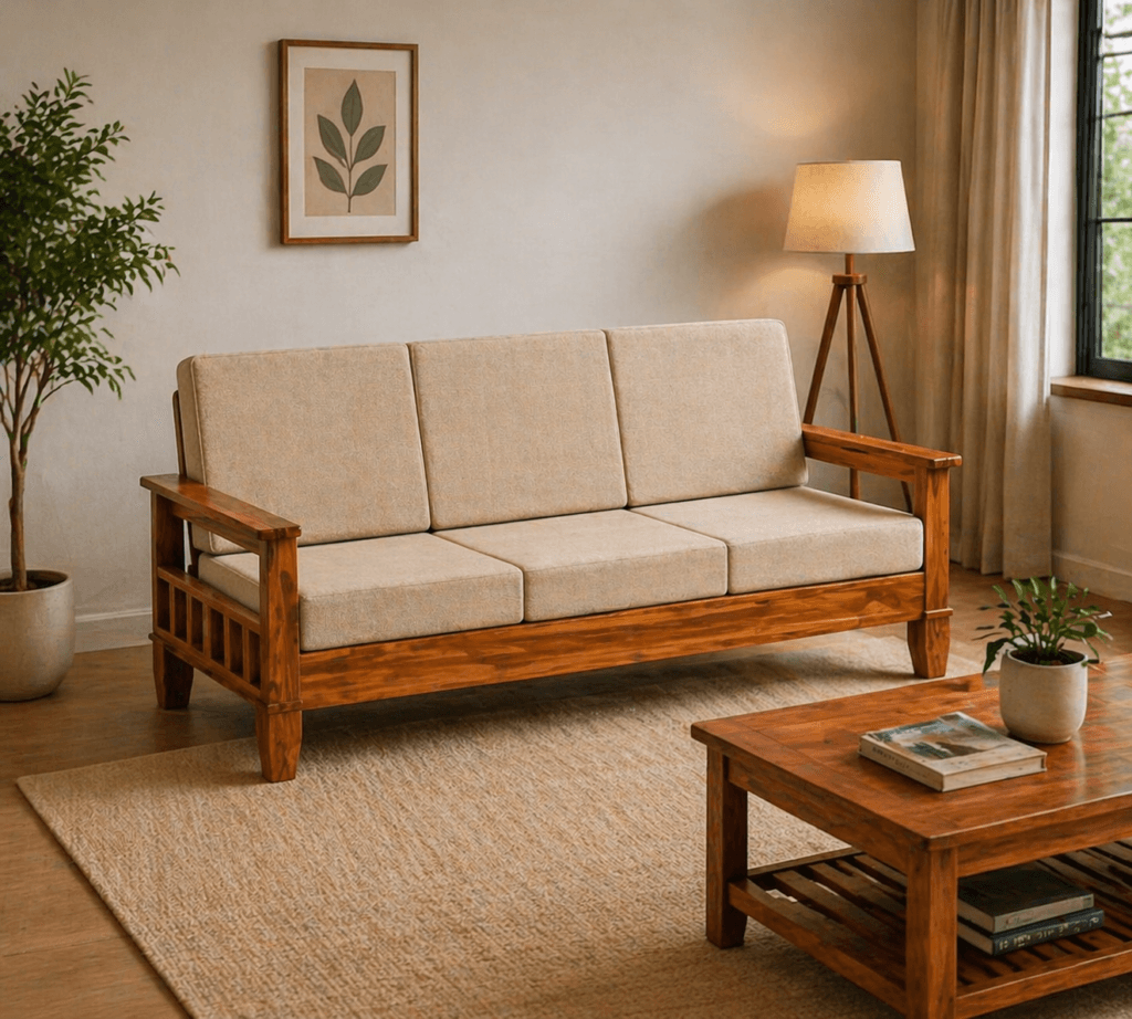 Sheesham Wood Sofa Set 3 Seater Laxmi Furniture