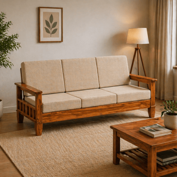 Sheesham Wood Sofa Set 3 Seater Laxmi Furniture