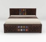 Sheesham wood bed with tile work design
