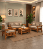 Sheesham Wood Sofa Set 3+2+1 Seater Solid Wood Natural Finish Laxmi Furniture
