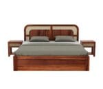 sheesham wood double bed with storage drawers open drawer storage
