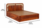 sheesham wood double bed rattan cane headboard design