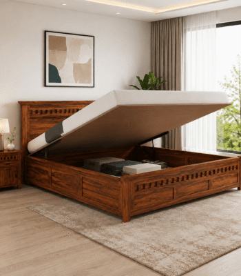 Kuber Sheesham Wood Hydraulic Bed King Size — Laxmi Furniture Rajasthan