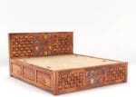 Hydraulic Storage Bed Gas Lift Mechanism Open Showing Full Under Mattress Storage Space - Laxmi Furniture