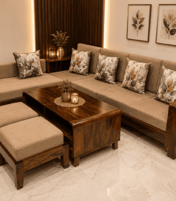 L Shape Sofa Set in Sheesham Wood - Laxmi Furniture