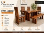 Laxmi Furniture Solid Shesham Wood 6 Seater Dining Table Set with 4 Chairs and Bench Made in India