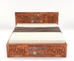 Sheesham Wood Hydraulic Storage Bed King Size 72x78 inch Gas Lift Storage Natural Honey Finish - Laxmi Furniture