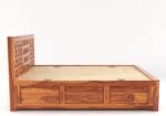40 Inch Sheesham Wood Headboard Natural Grain Honey Polish Hydraulic Storage Bed - Laxmi Furniture