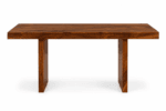 Shesham Wood 6 Seater Dining Table Front View Natural Brown Finish