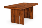Shesham Wood 6 Seater Dining Table Set with Natural Brown Finish