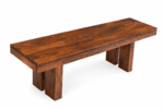 Shesham Wood Dining Bench with Multi-Post Base Natural Brown Finish
