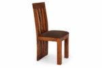 Shesham Wood Dining Chair with Leather Seat Front Angle View Natural Brown Finish