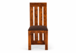 Shesham Wood Dining Chair with Leather Seat Front View Natural Brown Finish