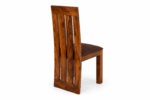 Shesham Wood Dining Chair with Leather Seat Side View Natural Brown Finish