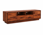 Sheesham Wood TV Unit Natural Polish Front View