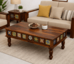 Sheesham wood coffee table with storage - honey finish