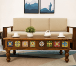 Sheesham wood coffee table with storage - honey finish