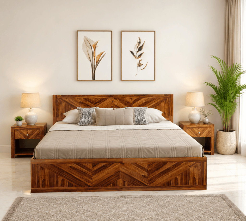 sheesham wood storage bed king size