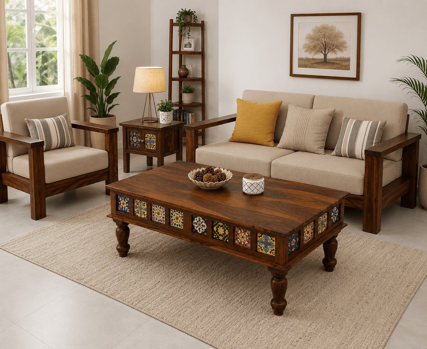 Sheesham Wood Coffee Table Honey Finish sheesham wood coffee table with storage
