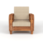 Sheesham Wood Rattan Cane Sofa 5 Seater - Single Chair Side View