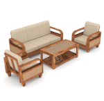 Sheesham Wood Rattan Cane Sofa 5 Seater 3+1+1 set with coffee table honey finish