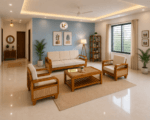 Sheesham Wood Rattan Cane Sofa 5 Seater