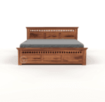 Sheesham Wood Bed with Storage - Side Angle View