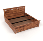 Sheesham Wood Bed with Storage - Open Storage Box View