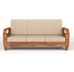 Rattan Cane Arm Detail Sheesham Wood Sofa Honey Finish