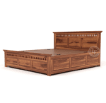 Sheesham Wood Bed with Storage - Bedroom Interior Setup