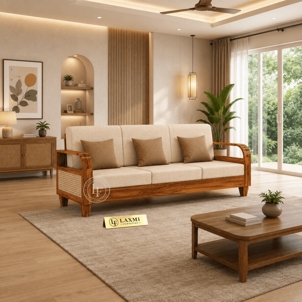 Sheesham Wood Rattan Cane Sofa