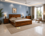 Sheesham Wood Bed with Storage - Kuber Bed Front View