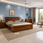 Sheesham Wood Bed with Storage - Kuber Bed Front View