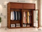 Sheesham Wood Sliding Almari with Brass Design - Image 2