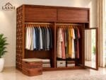 Sheesham Wood Sliding Almari with Brass Design - Image 3